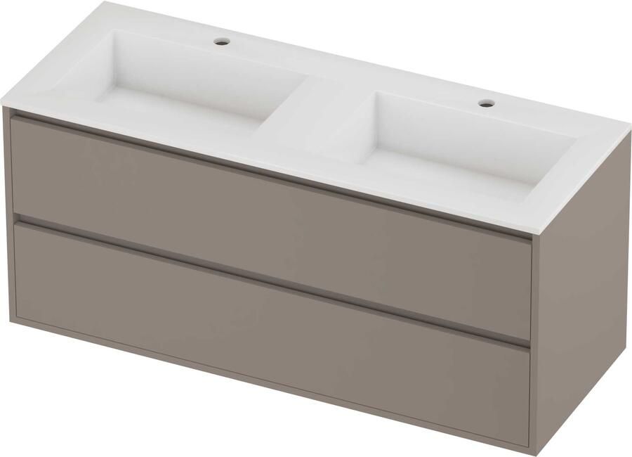 Proline Aristo Badmeubelset Polystone Elegant 2 Gaten 120x46x54 cm Glans Wit Clay Beige