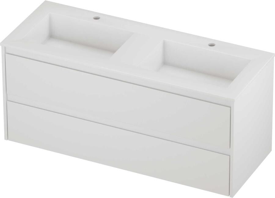 Proline Aristo Badmeubelset Polystone Elegant 2 Gaten 120x46x54 cm Glans Wit Mat Wit