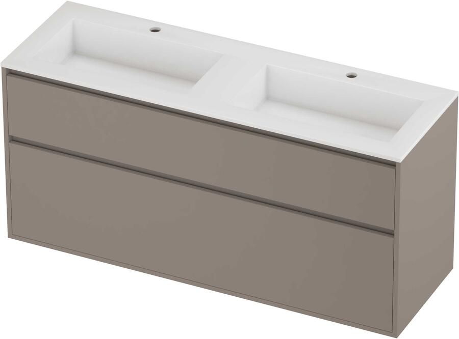 Proline Aristo Badmeubelset Polystone Elegant 2 Gaten 140x46x67 cm Glans Wit Clay Beige