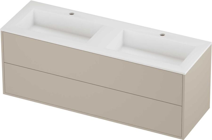Proline Aristo Badmeubelset Polystone Elegant 2 Laden 140x46x54 cm Mat White Soft Linen