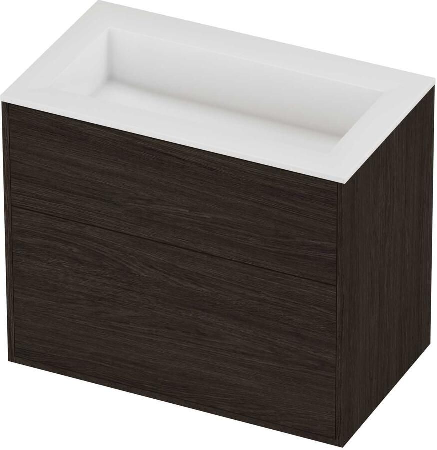 Proline Aristo Badmeubelset Polystone Elegant 2 Laden 80x46x67 cm Glans Wit Mokka Oak
