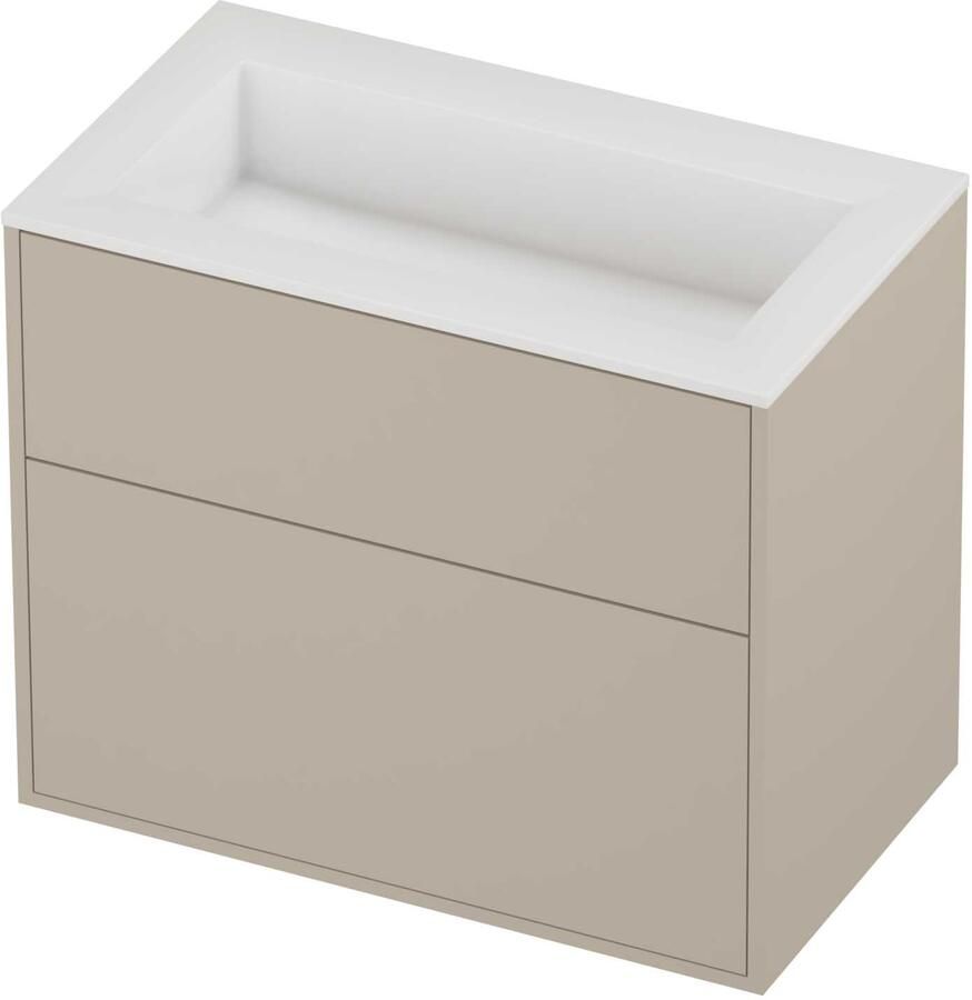 Proline Aristo Badmeubelset Polystone Elegant 2 Laden 80x46x67 cm Glans Wit Soft Linen