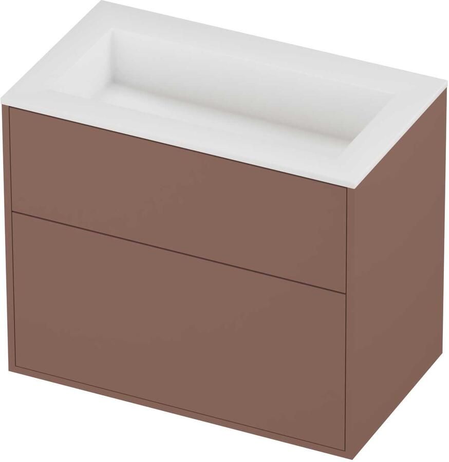 Proline Aristo Badmeubelset Polystone Elegant 2 Laden 80x46x67 cm Mat White Beauty Blush