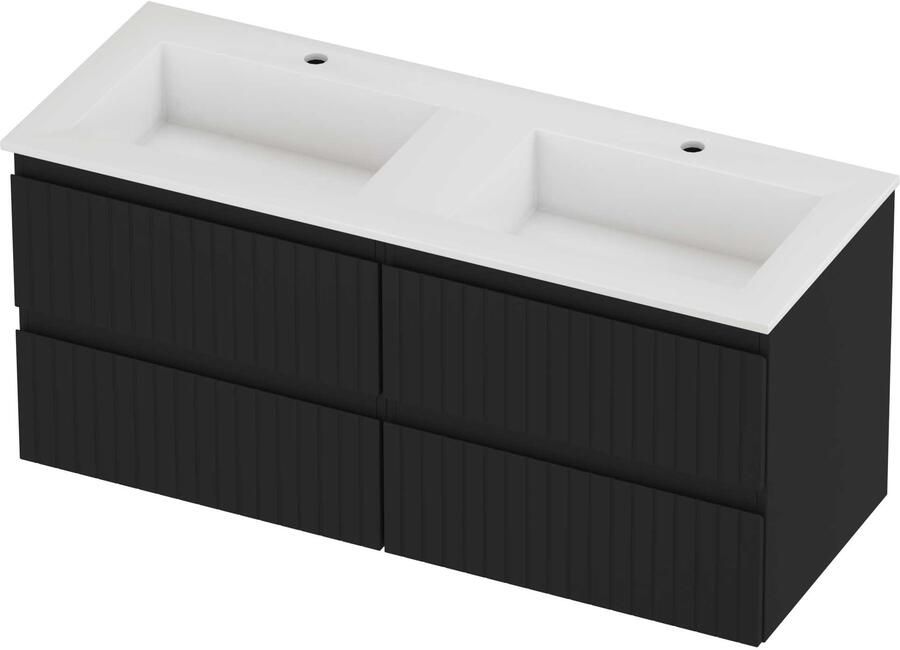 Proline Aristo Badmeubelset Polystone Elegant 4 Laden 120x46x54 cm Glans Wit Mat Zwart