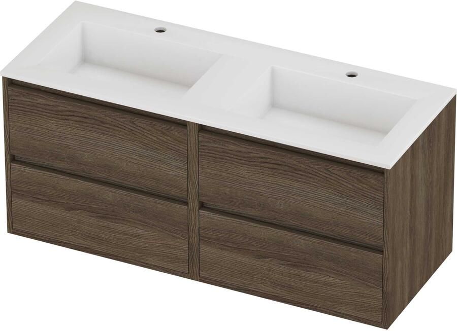 Proline Aristo Badmeubelset Polystone Elegant 4 Laden 120x46x54 cm Glans Wit Vital Oak