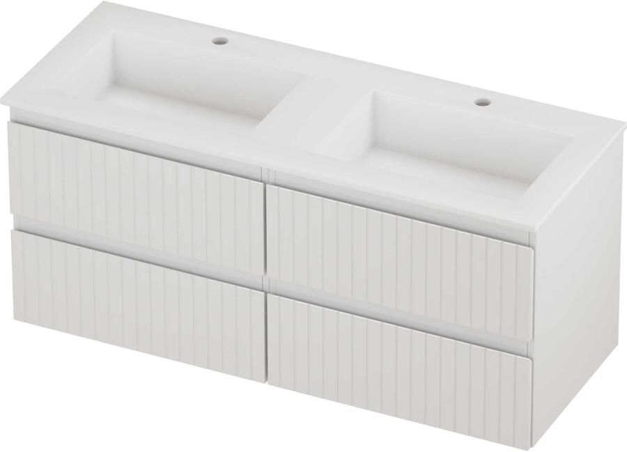 Proline Aristo Badmeubelset Polystone Elegant 4 Laden 120x46x54 cm Mat White Glans Wit