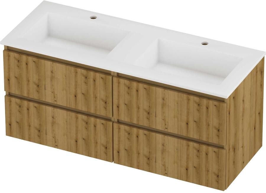 Proline Aristo Badmeubelset Polystone Elegant 4 Laden 120x46x54 cm Mat White Urban Oak