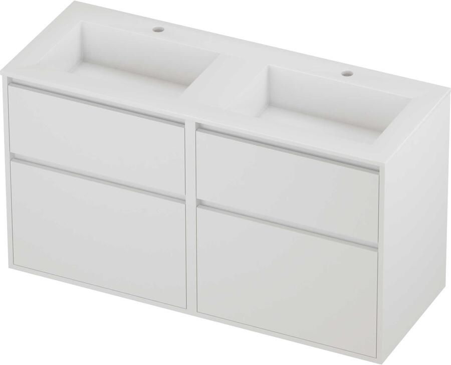 Proline Aristo Badmeubelset Polystone Elegant 4 Laden 120x46x67 cm Glans Wit Mat White