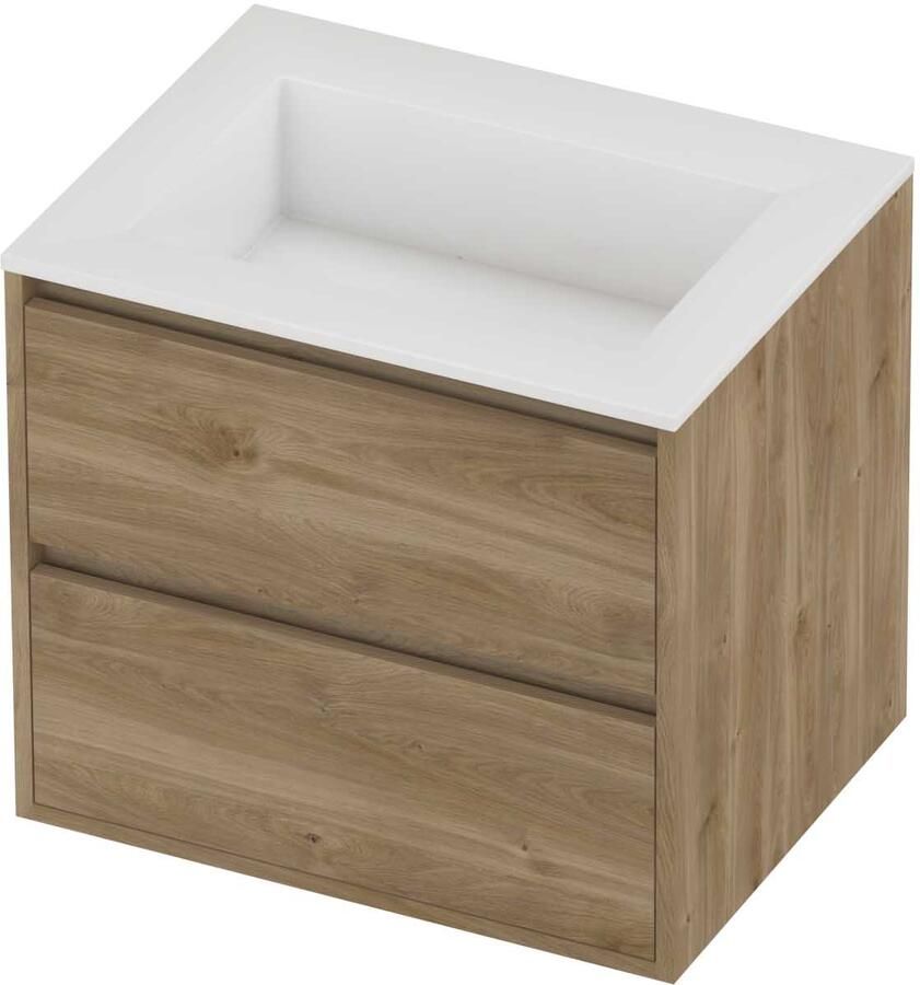 Proline Aristo Badmeubelset Polystone Elegant 60x46x54 cm Glans Wit Cider Oak