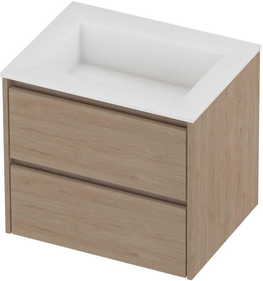Proline Aristo Badmeubelset Polystone Elegant 60x46x54 cm Glans Wit Ideal Oak