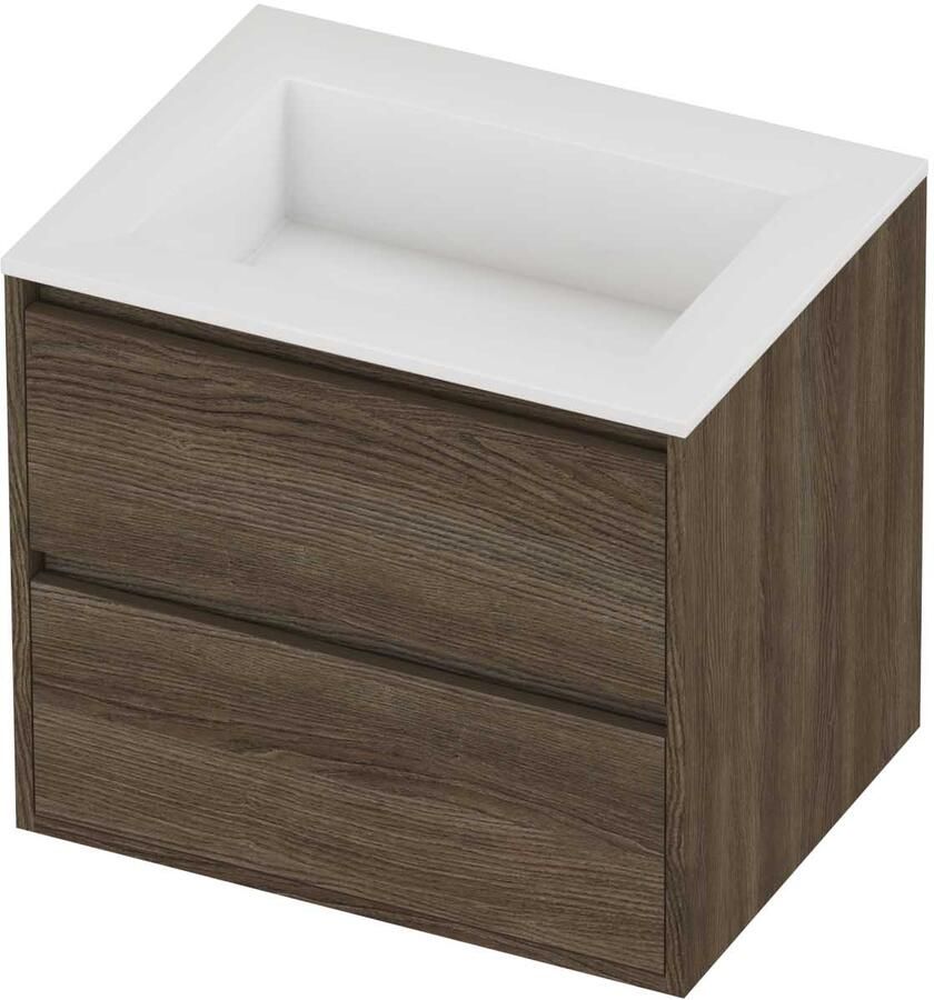Proline Aristo Badmeubelset Polystone Elegant 60x46x54 cm Glans Wit Vital Oak