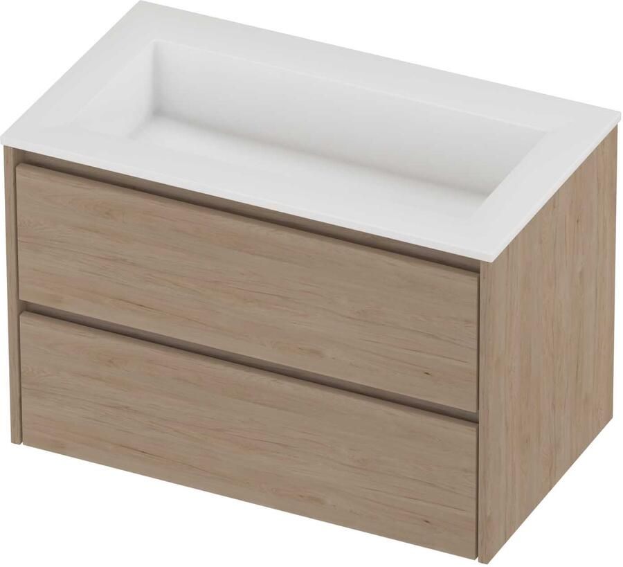 Proline Aristo Badmeubelset Polystone Elegant 80x46x54 cm Glans Wit Ideal Oak