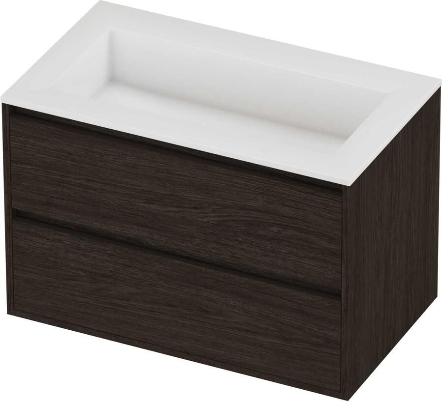 Proline Aristo Badmeubelset Polystone Elegant 80x46x54 cm Glans Wit Mokka Oak