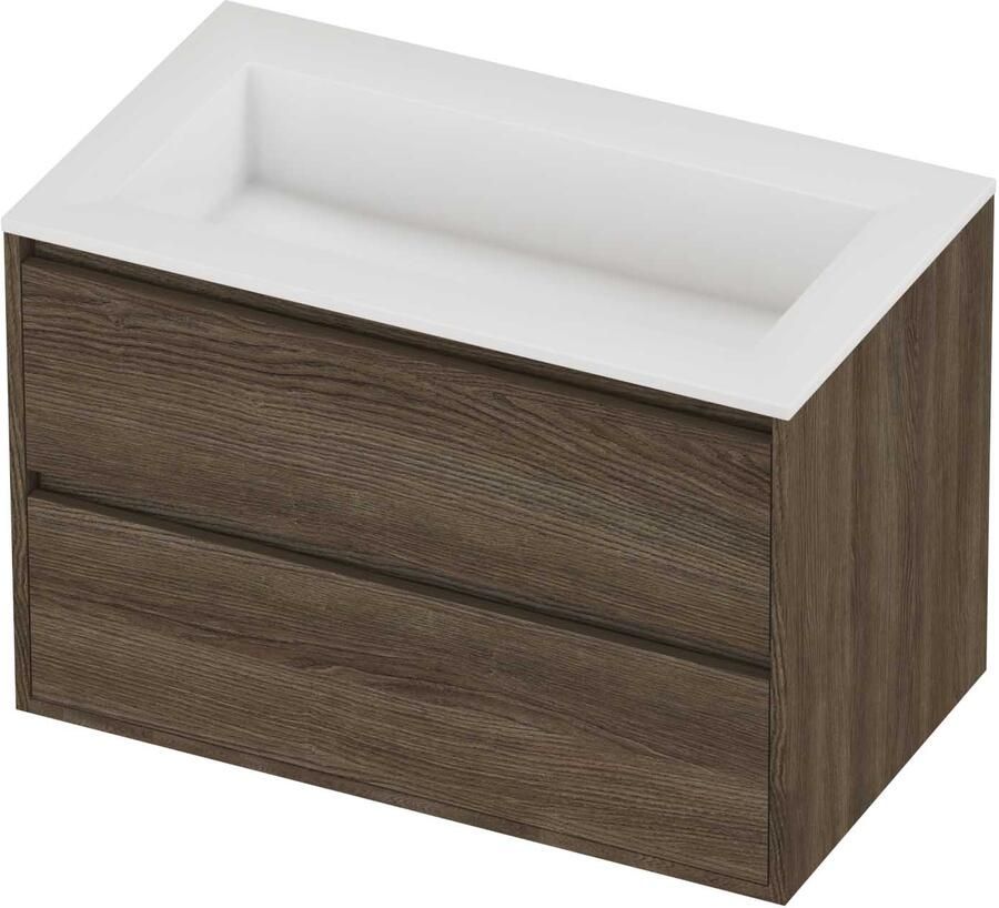 Proline Aristo Badmeubelset Polystone Elegant 80x46x54 cm Glans Wit Vital Oak