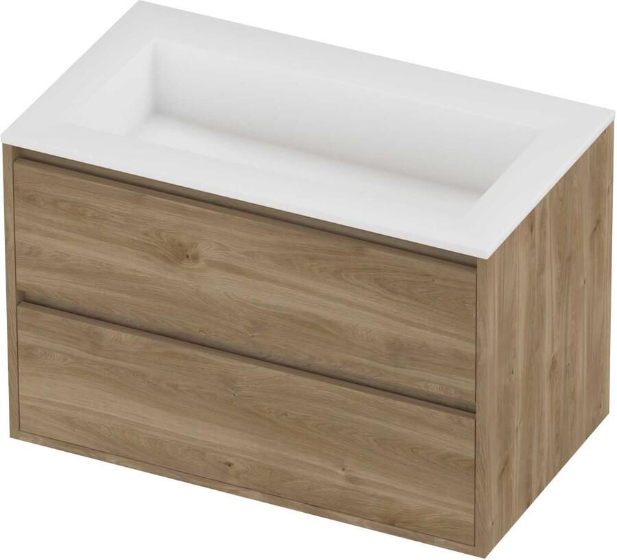 Proline Aristo Badmeubelset Polystone Elegant 80x46x54 cm Mat White Cider Oak