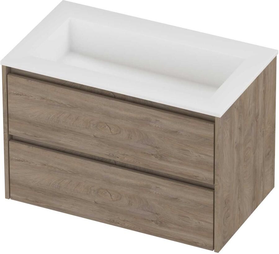 Proline Aristo Badmeubelset Polystone Elegant 80x46x54 cm Mat White Raw Oak
