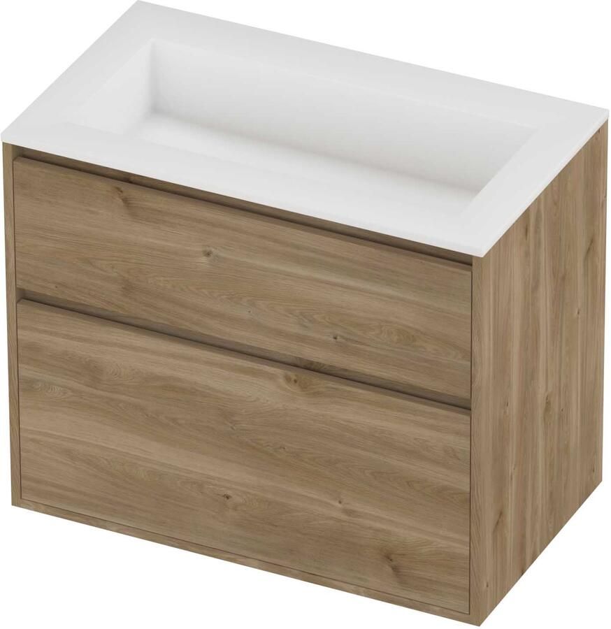 Proline Aristo Badmeubelset Polystone Elegant 80x46x67 cm Mat White Cider Oak