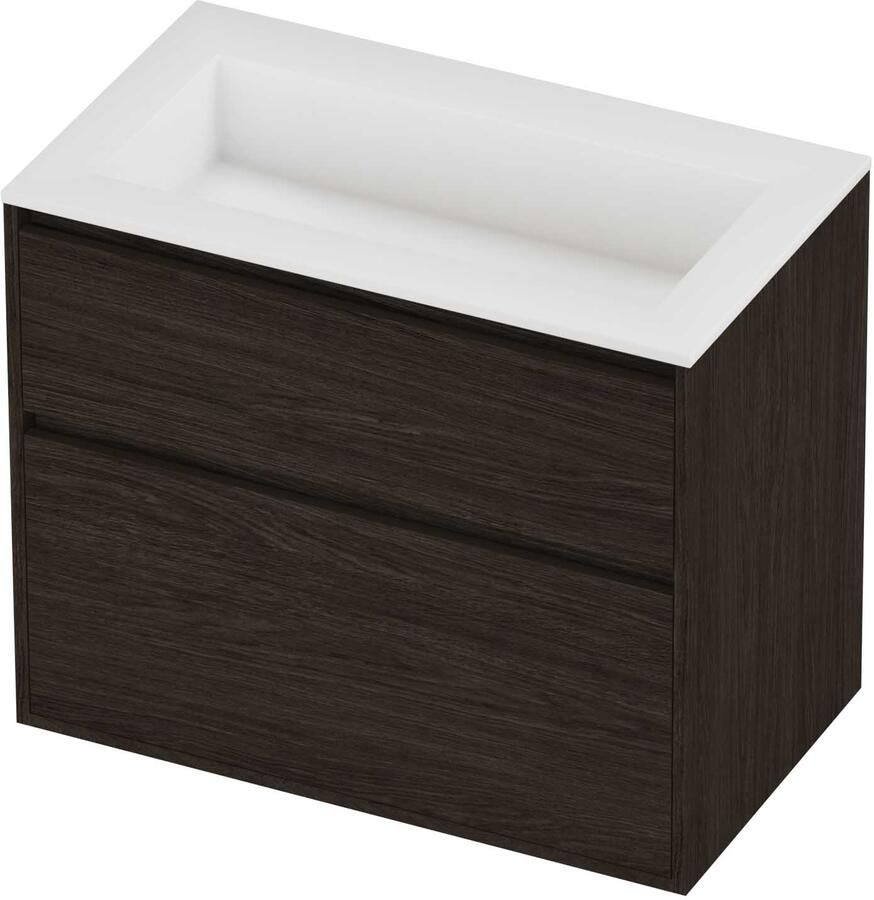 Proline Aristo Badmeubelset Polystone Elegant 80x46x67 cm Mat White Mokka Oak