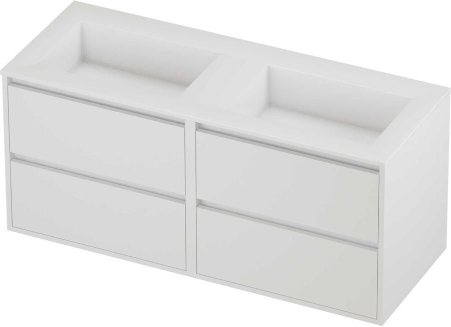 Proline Aristo Badmeubelset Polystone Elegant Dubbel 120x46x54 cm Glans Wit Mat White