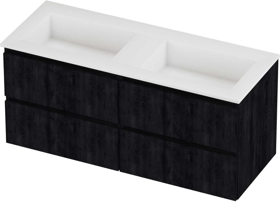 Proline Aristo Badmeubelset Polystone Elegant Dubbel 120x46x54 cm Mat White Charcoal Oak