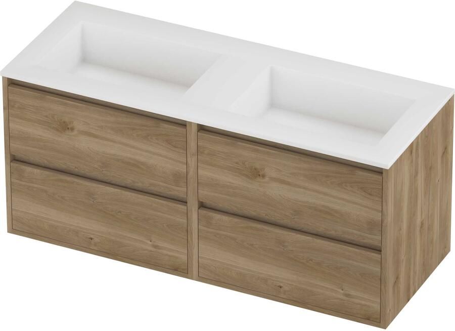 Proline Aristo Badmeubelset Polystone Elegant Dubbel 120x46x54 cm Mat White Cider Oak