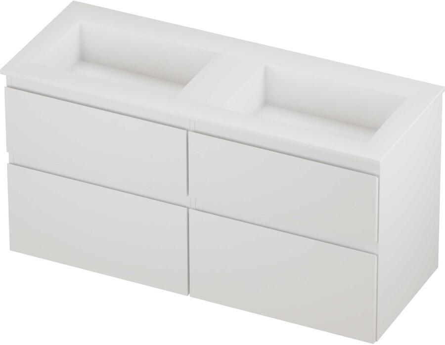 Proline Aristo Badmeubelset Polystone Elegant Dubbel 120x46x62 cm Mat White Mat Wit