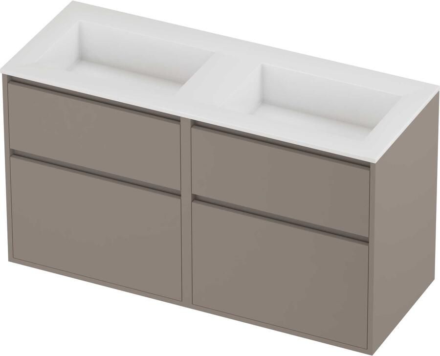 Proline Aristo Badmeubelset Polystone Elegant Dubbel 120x46x67 cm Glans Wit Clay Beige