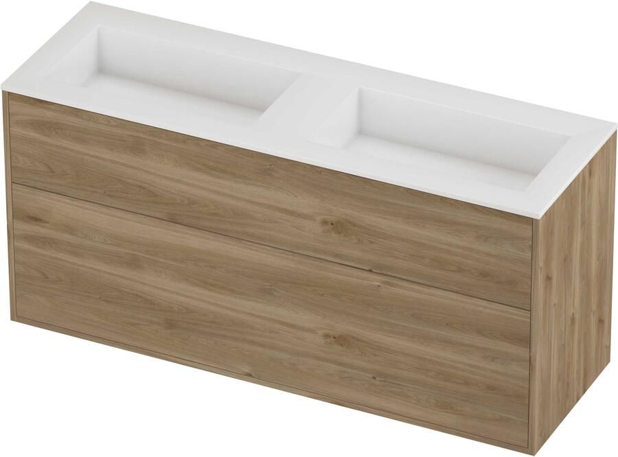 Proline Aristo Badmeubelset Polystone Elegant Dubbel 140x46x67 cm Glans Wit Cider Oak