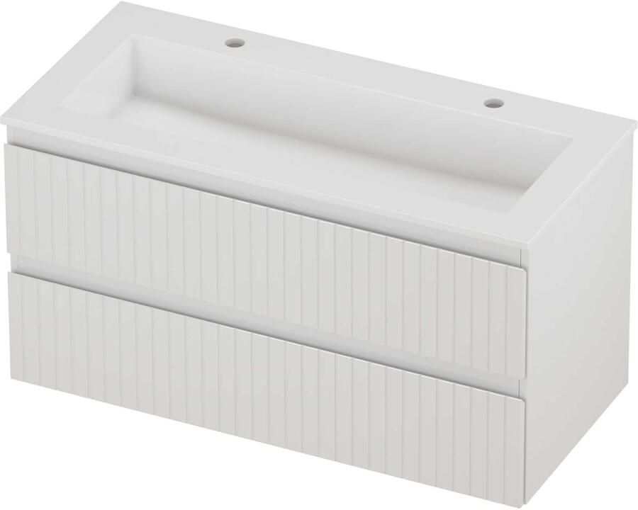 Proline Aristo Badmeubelset Polystone Elegant Gefreesd 100x46x54 cm Glans Wit Glans Wit