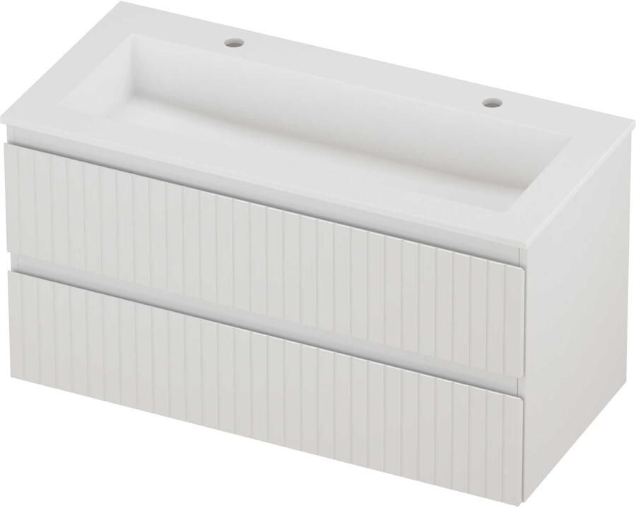 Proline Aristo Badmeubelset Polystone Elegant Gefreesd 100x46x54 cm Mat White Glans Wit