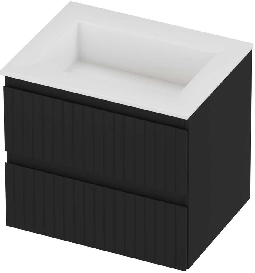 Proline Aristo Badmeubelset Polystone Elegant Gefreesd 60x46x54 cm Glans Wit Mat Zwart