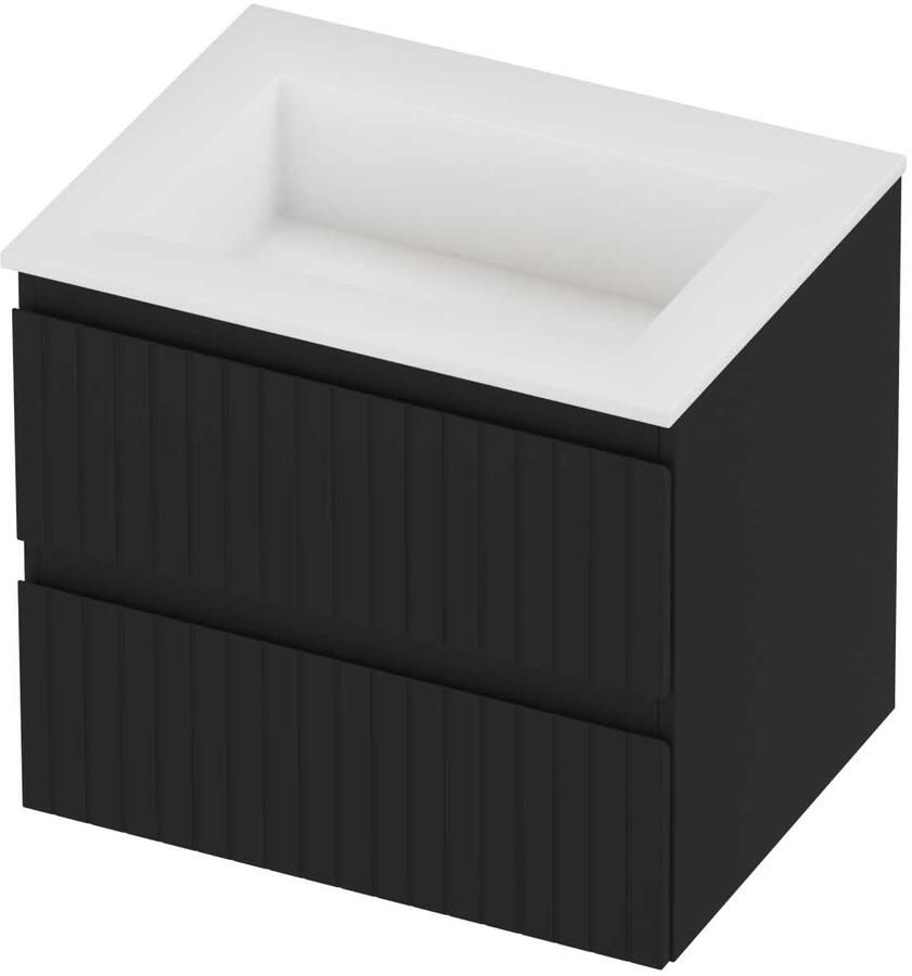 Proline Aristo Badmeubelset Polystone Elegant Gefreesd 60x46x54 cm Mat White Mat Zwart