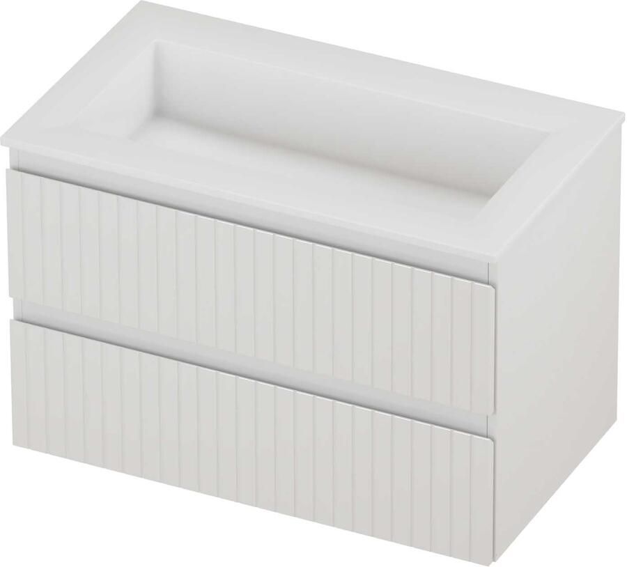 Proline Aristo Badmeubelset Polystone Elegant Gefreesd 80x46x54 cm Glans Wit Glans Wit