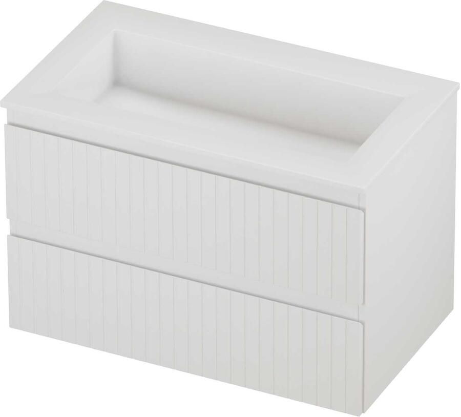 Proline Aristo Badmeubelset Polystone Elegant Gefreesd 80x46x54 cm Glans Wit Mat Wit