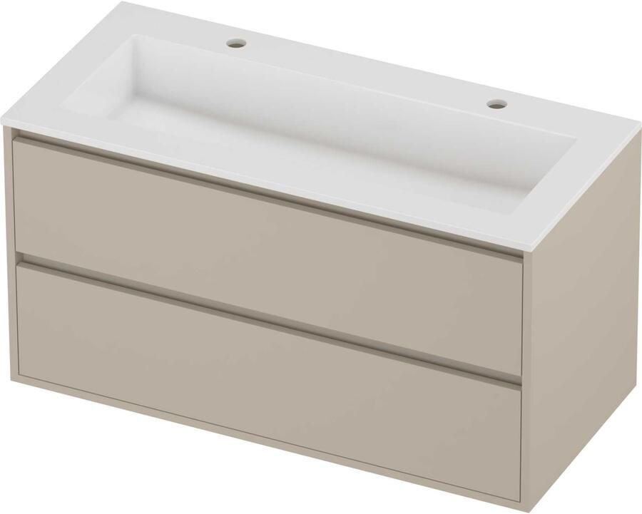 Proline Aristo Badmeubelset Polystone Elegant Greeploos 100x46x54 cm Glans Wit Soft Linen