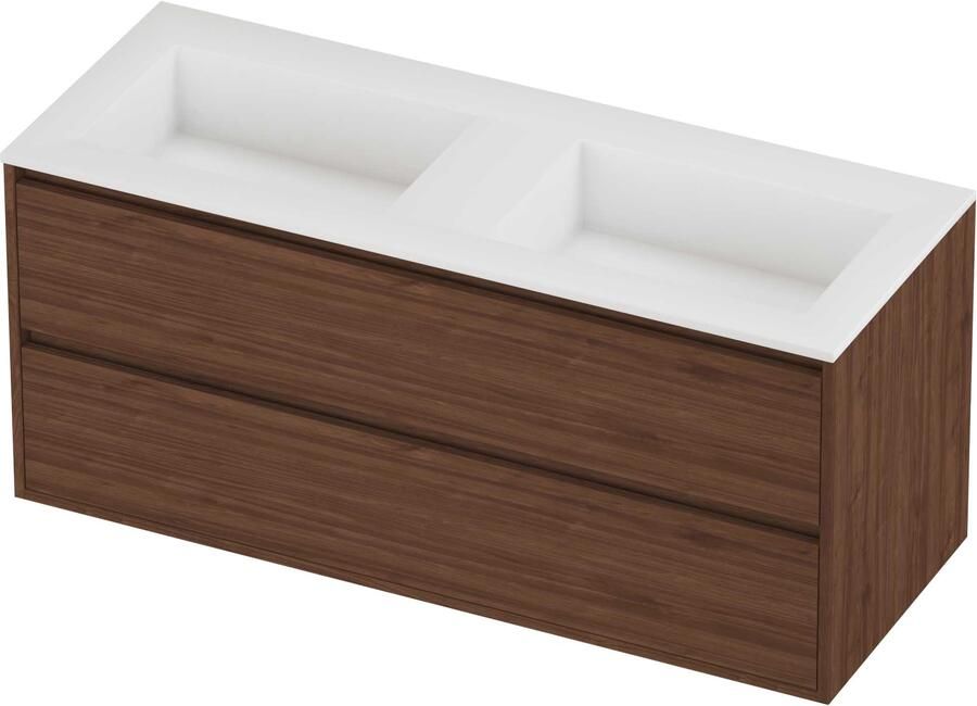 Proline Aristo Badmeubelset Polystone Elegant Greeploos 120x46x54 cm Mat White Indian Walnut