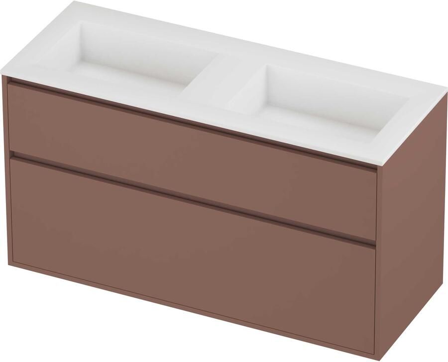 Proline Aristo Badmeubelset Polystone Elegant Greeploos 120x46x67 cm Mat White Beauty Blush