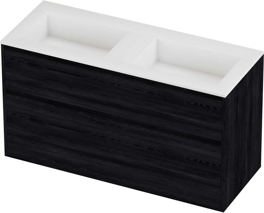 Proline Aristo Badmeubelset Polystone Elegant Greeploos 120x46x67 cm Mat White Black Oak