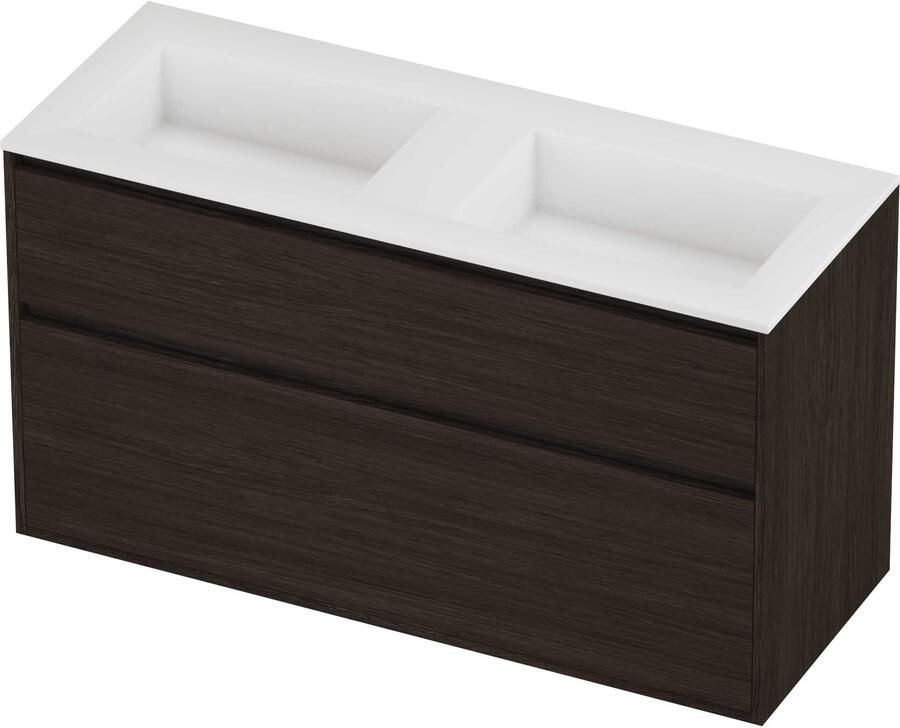 Proline Aristo Badmeubelset Polystone Elegant Greeploos 120x46x67 cm Mat White Mokka Oak