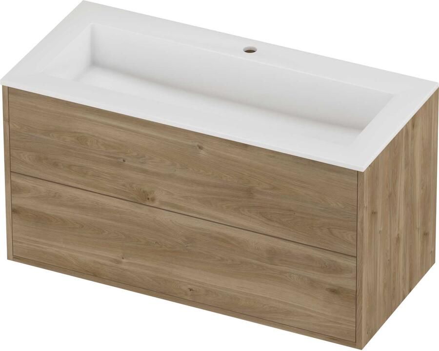 Proline Aristo Badmeubelset Polystone Elegant In Kader 100x46x54 cm Glans Wit Cider Oak