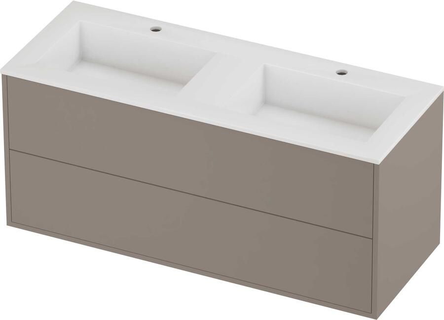 Proline Aristo Badmeubelset Polystone Elegant In Kader 120x46x54 cm Glans Wit Clay Beige