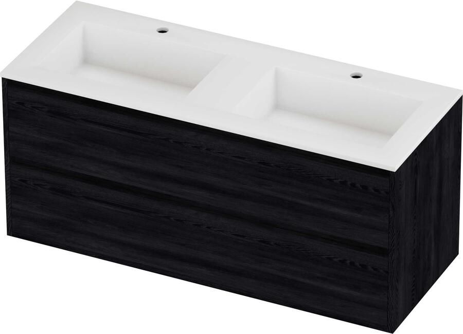 Proline Aristo Badmeubelset Polystone Elegant In Kader 120x46x54 cm Mat White Black Oak