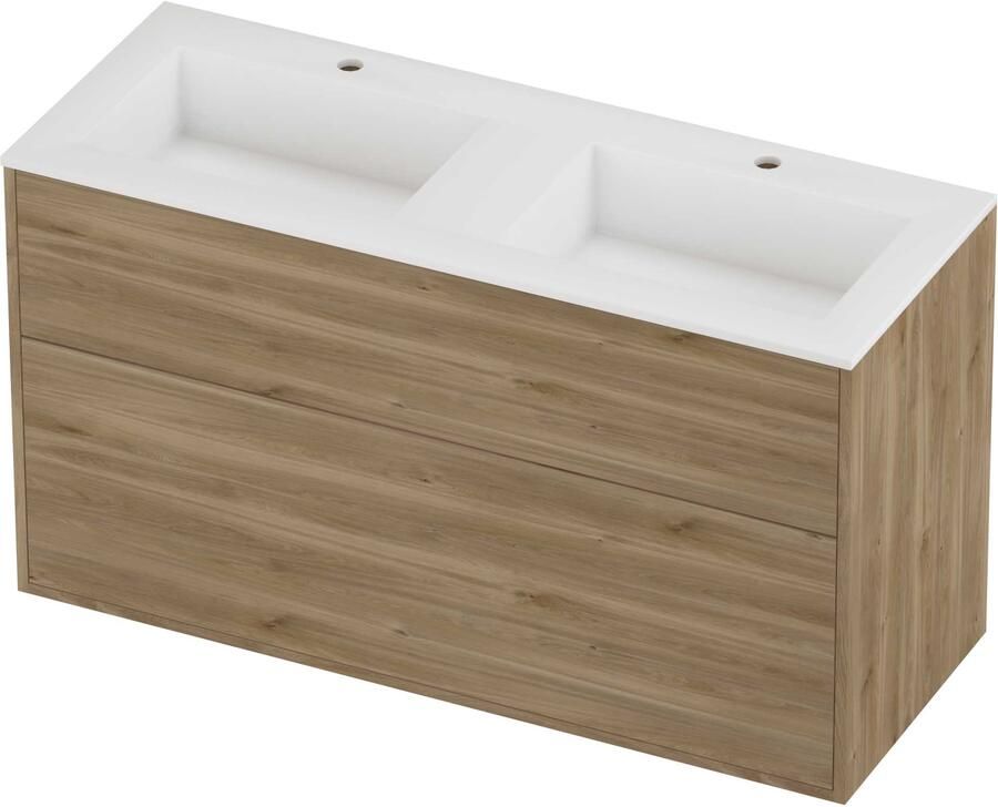 Proline Aristo Badmeubelset Polystone Elegant In Kader 120x46x67 cm Mat White Cider Oak