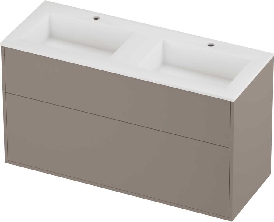 Proline Aristo Badmeubelset Polystone Elegant In Kader 120x46x67 cm Mat White Clay Beige