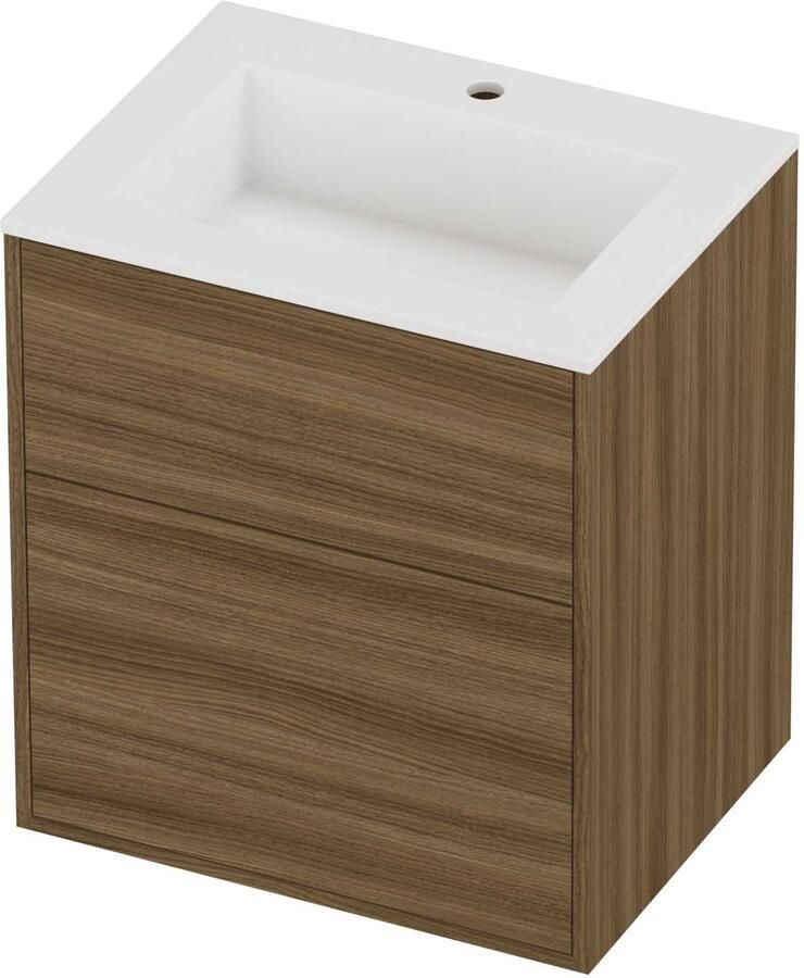 Proline Aristo Badmeubelset Polystone Elegant In Kader 60x46x67 cm Mat White Caramel Walnut