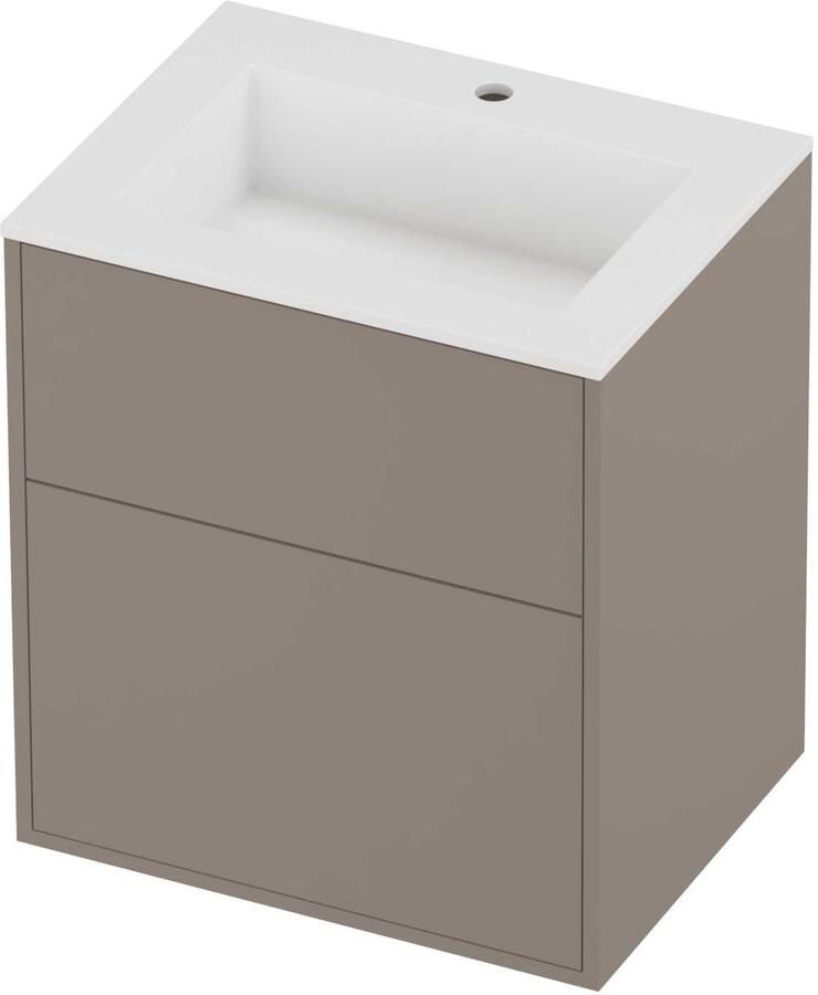 Proline Aristo Badmeubelset Polystone Elegant In Kader 60x46x67 cm Mat White Clay Beige