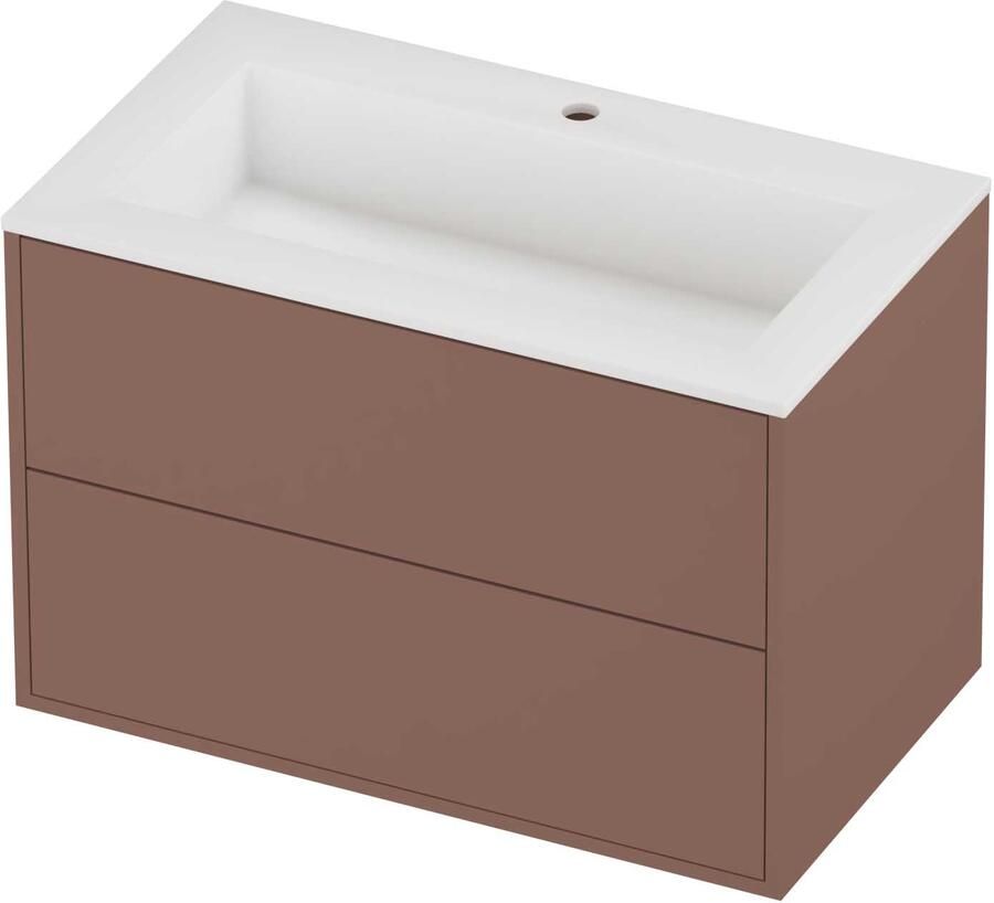 Proline Aristo Badmeubelset Polystone Elegant In Kader 80x46x54 cm Mat White Beauty Blush