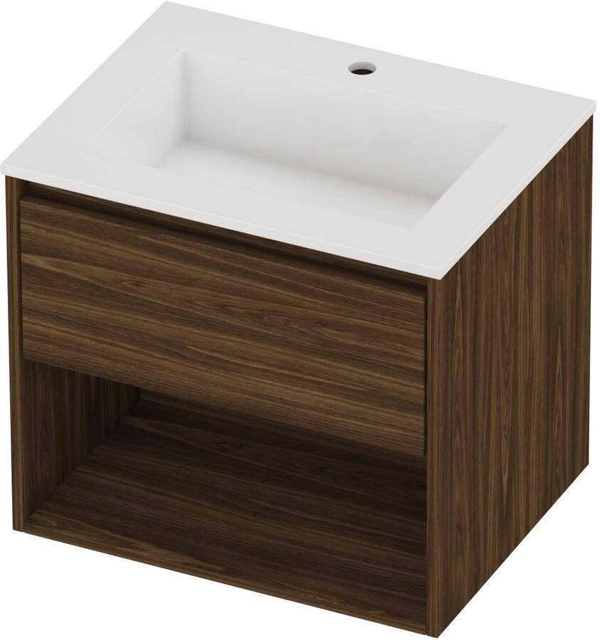 Proline Aristo Badmeubelset Polystone Elegant Met Schap 60x46x54 cm Glans Wit Cabana Oak