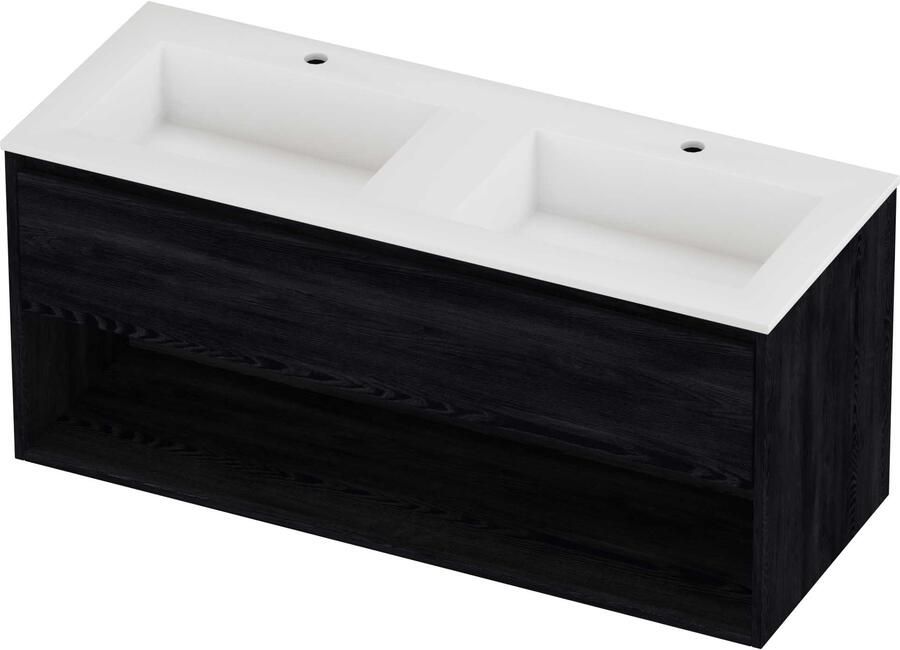 Proline Aristo Badmeubelset Polystone Elegant Schap 120x46x54 cm Mat White Black Oak