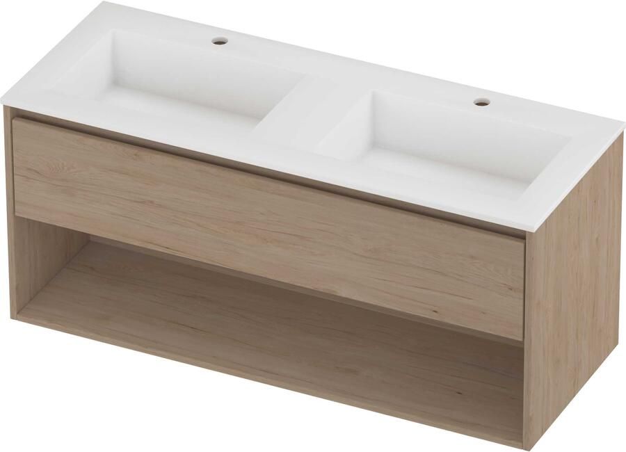 Proline Aristo Badmeubelset Polystone Elegant Schap 120x46x54 cm Mat White Ideal Oak